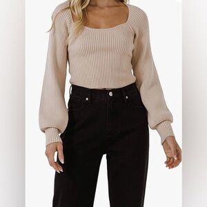 Square Neck Ribbed Sweater